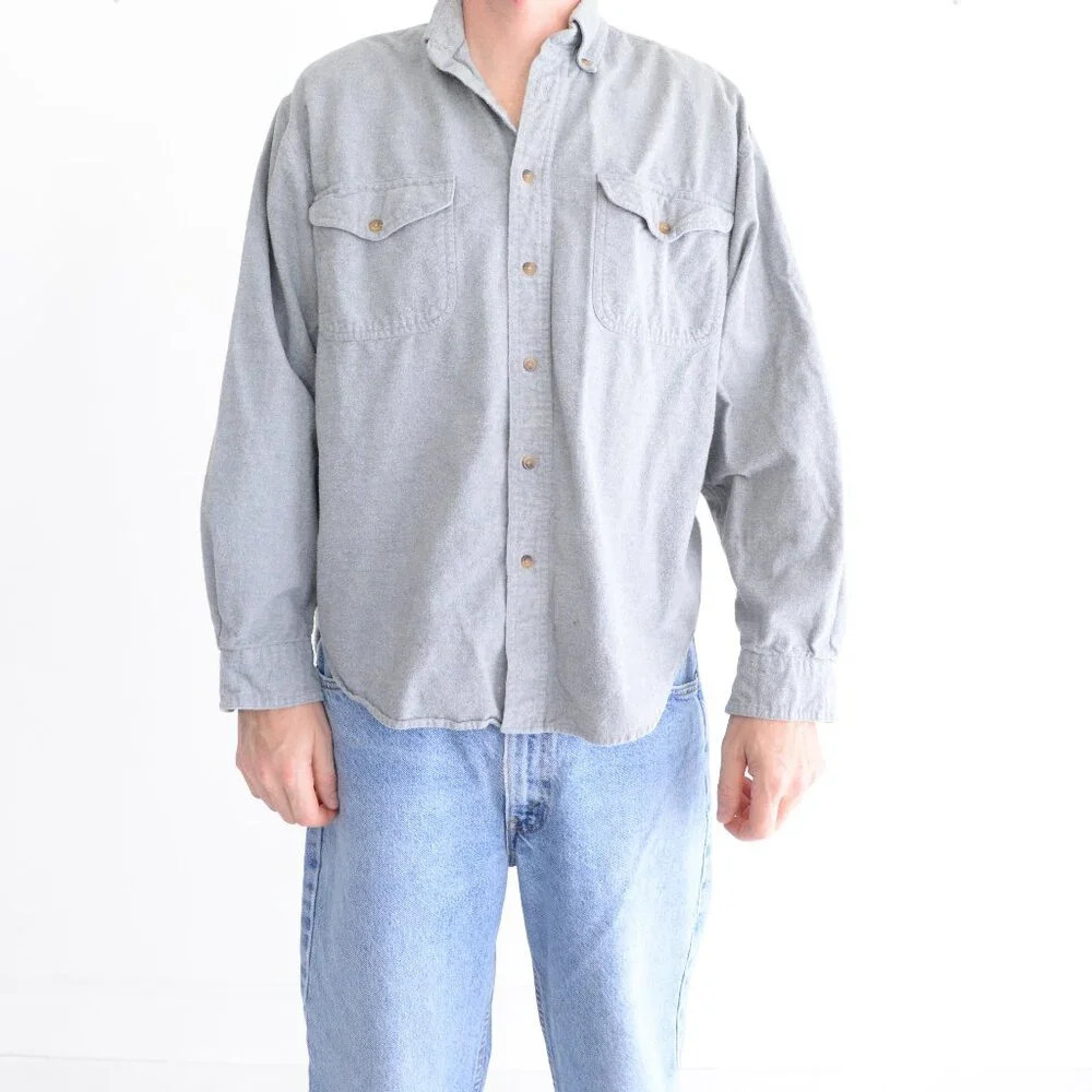Great Nw  Clothing Company Thick 100% Cotton Button Up Grey Shirt Medium